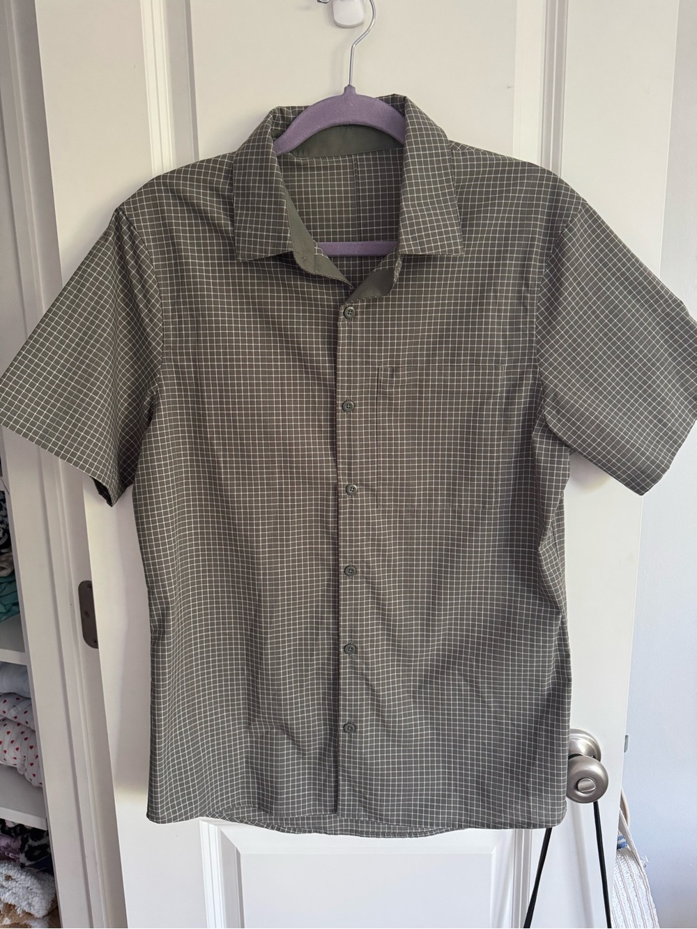 Lululemon Button-Up Shirt - Olive Checkered